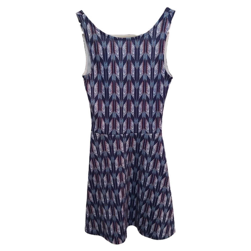 Purple Patterned Sleeveless Skater Dress Size 4